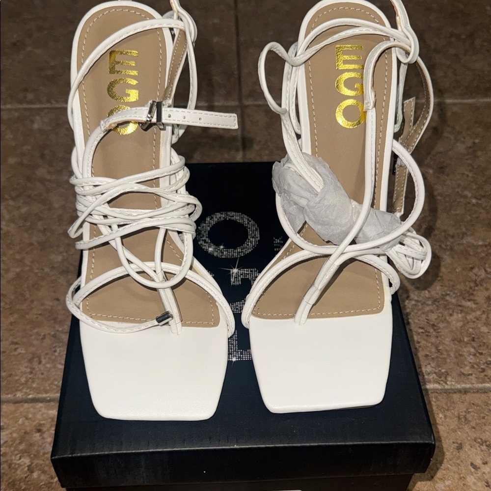 EGO White Strappy Heels